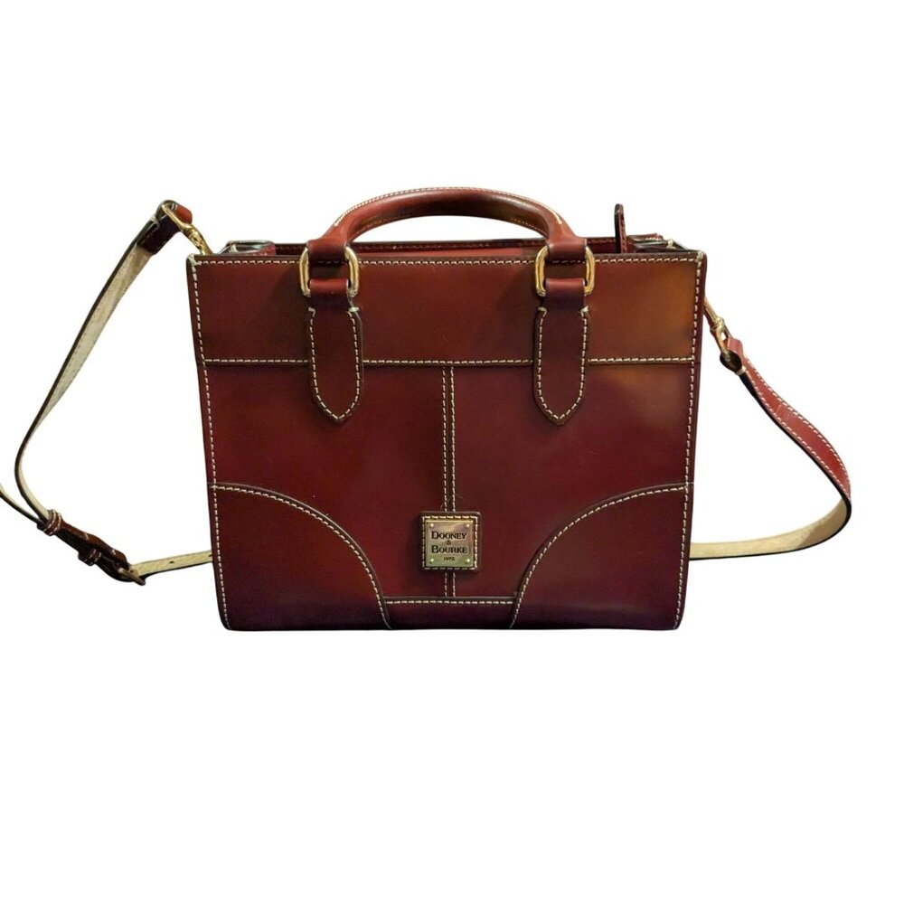 Dooney & Bourke Jayne Brown Leather Satchel Purse Handbag w/ Crossbody Strap